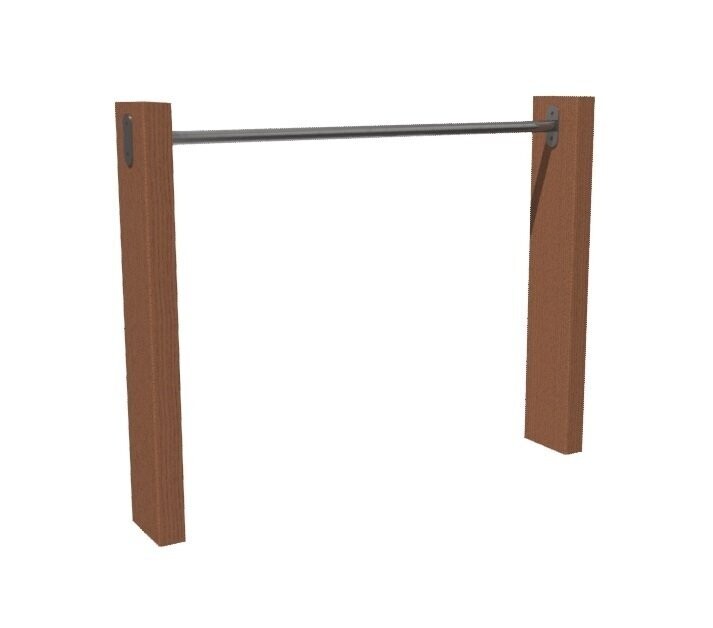 Support vélo en bois et acier inoxydable - Référence BTSV - Simple barre Lg 1200mm à sceller_1