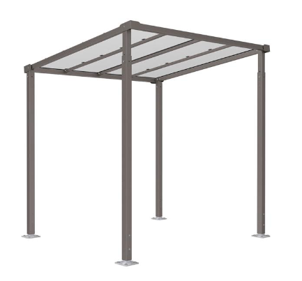 Abri Vélo Milan - Largeur 2500 x Hauteur 2880 x Profondeur 2434 mm - Poteaux et Traverses en Acier - Panneaux Polycarbonate Alvéolaire_1