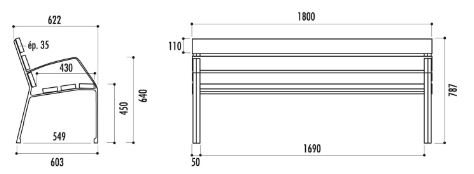 Banc public Modo-08 - 6 lames en pin certifié FSC - 180 cm - Piétement en fonte ductile - Visserie inox_1