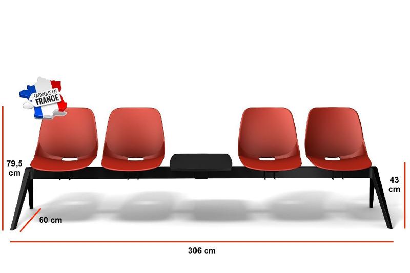 Poutre d'accueil BAKEA - Sokoa - Noir, 4 places + 1 tablette_1