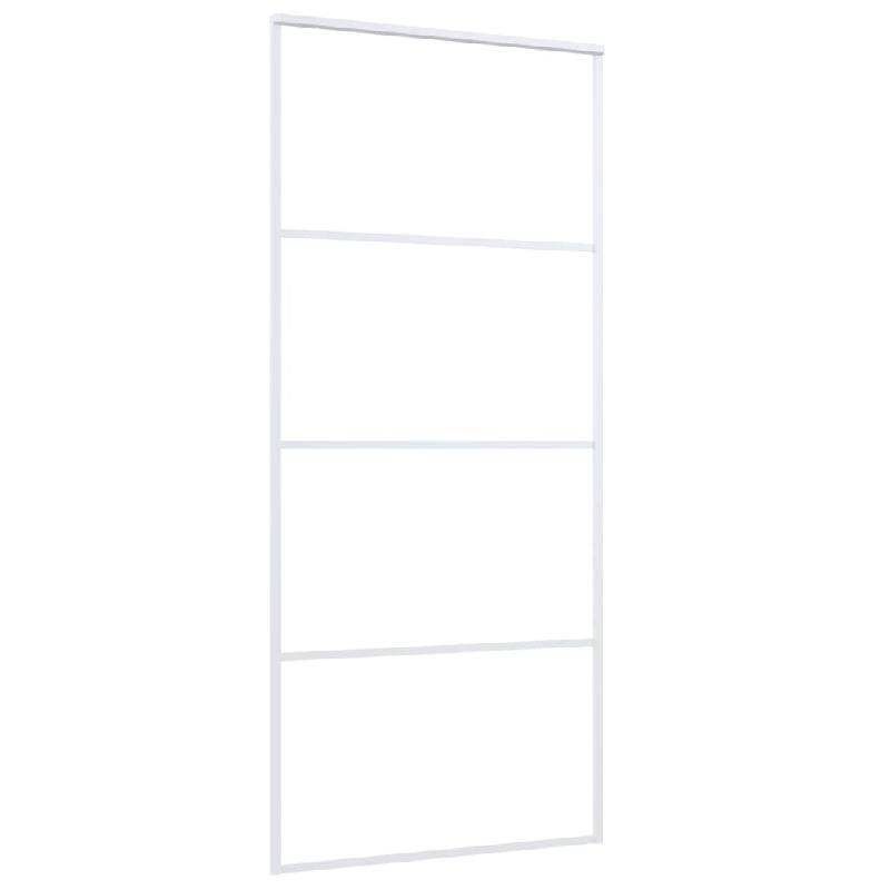 Vidaxl porte coulissante verre esg et aluminium 90x205 cm blanc 151660_1