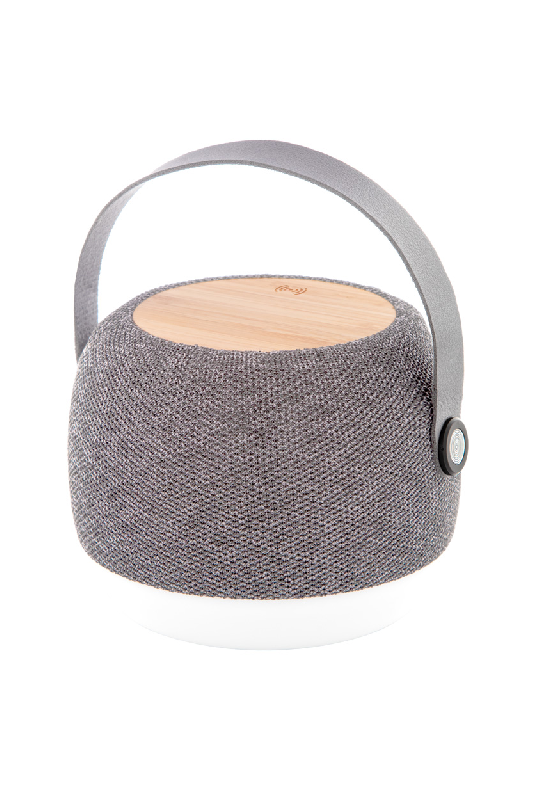 Enceinte Bluetooth - Boîtier ABS recyclé - Tissu RPET - LED - Chargeur sans fil bambou 15W - Batterie 1200 mAh_1