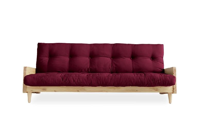 Canapé 3 places convertible Indie - Style scandinave - Futon Bordeaux - Couchage 130x190 cm - Marque Karup_1