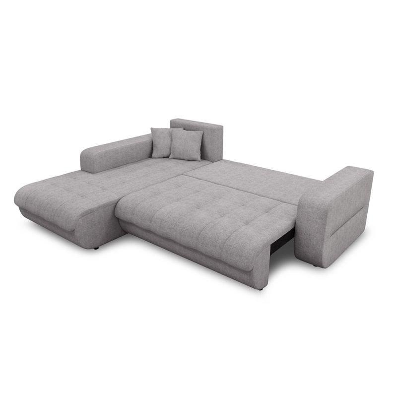 Canapé d'angle à gauche convertible ZELI gris clair - design scandinave avec coffre de rangement et coussins d'appoint_1