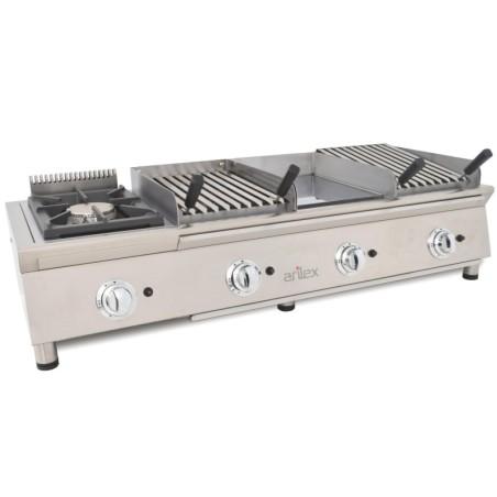 Module grill pierre volcanique - grille inox en V - 70 cm  | Arilex FLEXI 2PV_1