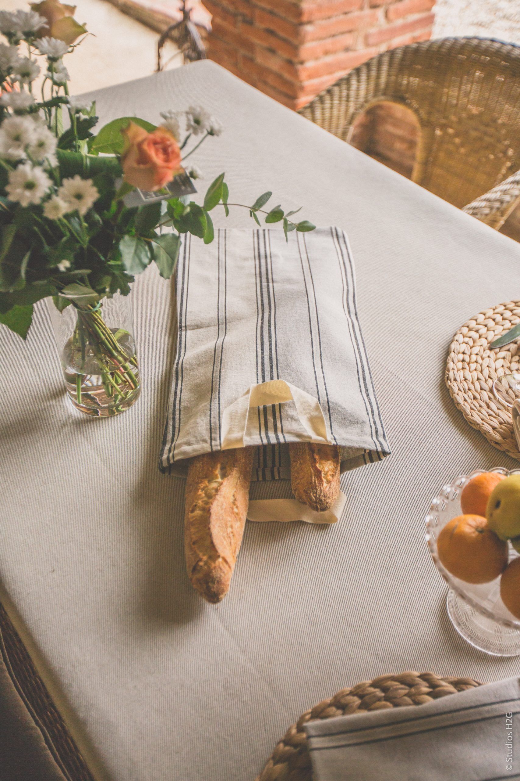 Sac à pain classique rayé gris - tissu - 30 cm de largeur sur 55 cm de hauteur_1