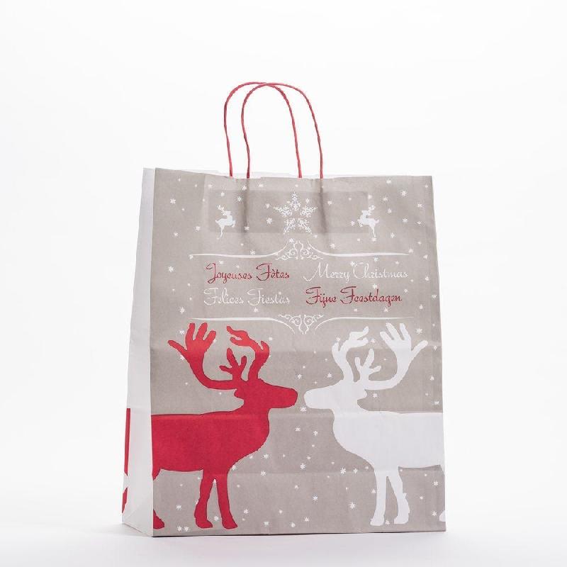 Sac kraft Christmas in love poignées torsadées 26x32x12cm - par 50_1