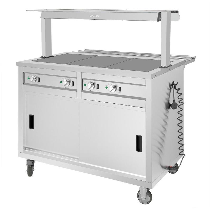 Buffet central mobile avec plaque chauffante 3 x GN 1/1 - Buffalo - JB186_1