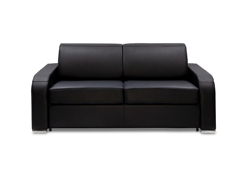 Canapé convertible express Sofia Edition 120 cm - Cuir noir Cayenne - Matelas 16 cm haute résilience_1