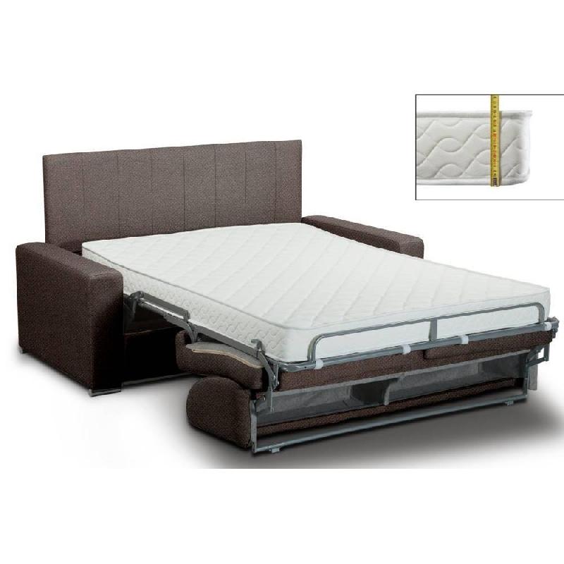 Canapé lit CanapExpress - Lattes 160 cm - Matelas Memory 22 cm - Tête de lit intégrée - Velours marron - 4 places convertible_1