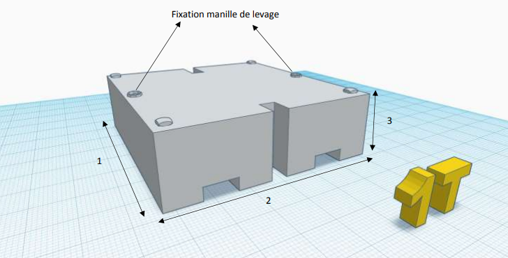 Masse 1T avec passage de fourche pour essai de palans et ponts roulants -1160 x 1160 x 365mm -  REF2221000_1