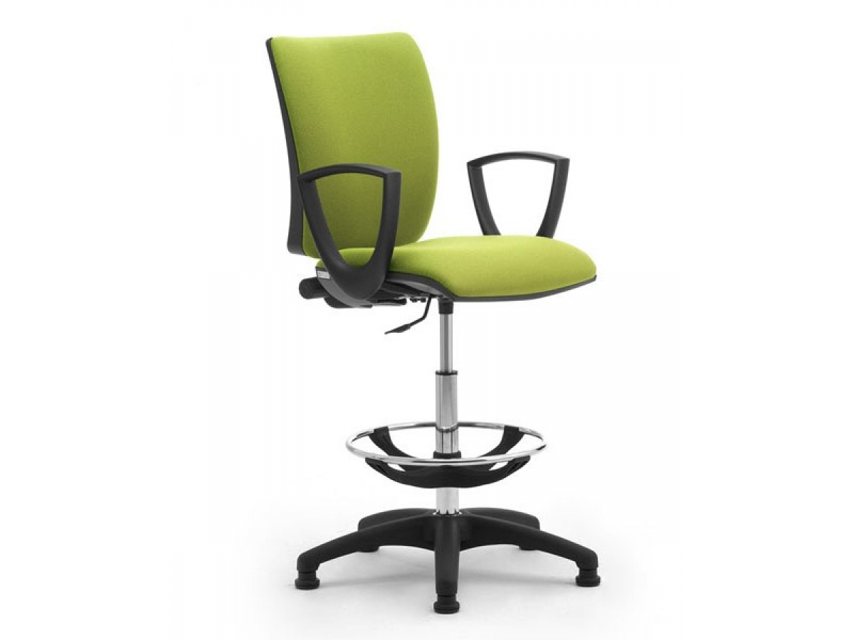 Siège haut tapissé surélevé SPRINT - pour poste de travail en hauteur avec repose-pieds réglable et revêtement antibactérien_1