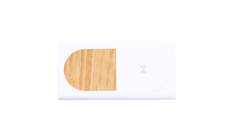 Power bank en PLA et bambou - 8000 mAh - Chargeur rapide sans fil 15 W - USB et USB-C_1