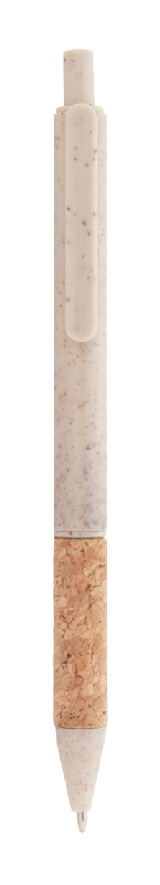 Stylo bille en plastique écologique - paille de blé avec grip en liège naturel - encre bleue_1