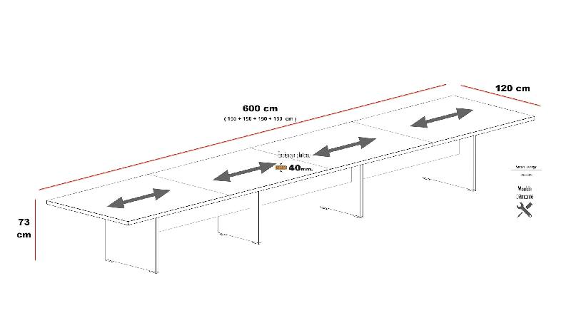 Grande table de réunion rectangulaire TAK - Mobel Linea. - Non, Acacia foncé, 600_1