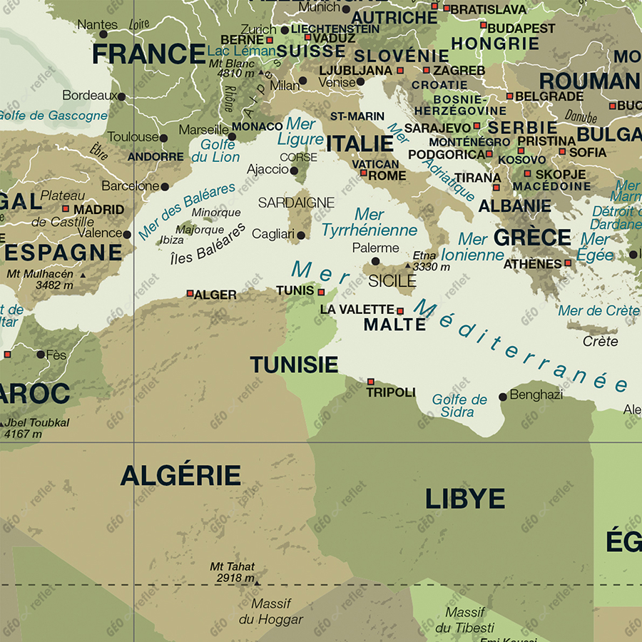 Mappemonde modèle Green - poster plastifié A0 - format 84,1x118,9 cm - plastification 200 microns_1