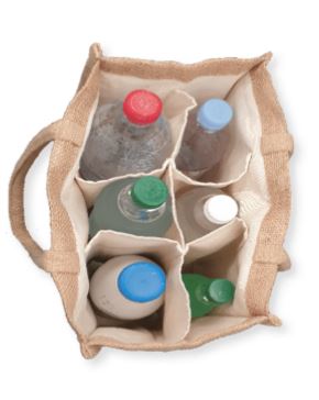 Sac réutilisable en fibre de jute naturel 280g/m2 - 6 compartiments - LE VIN_1