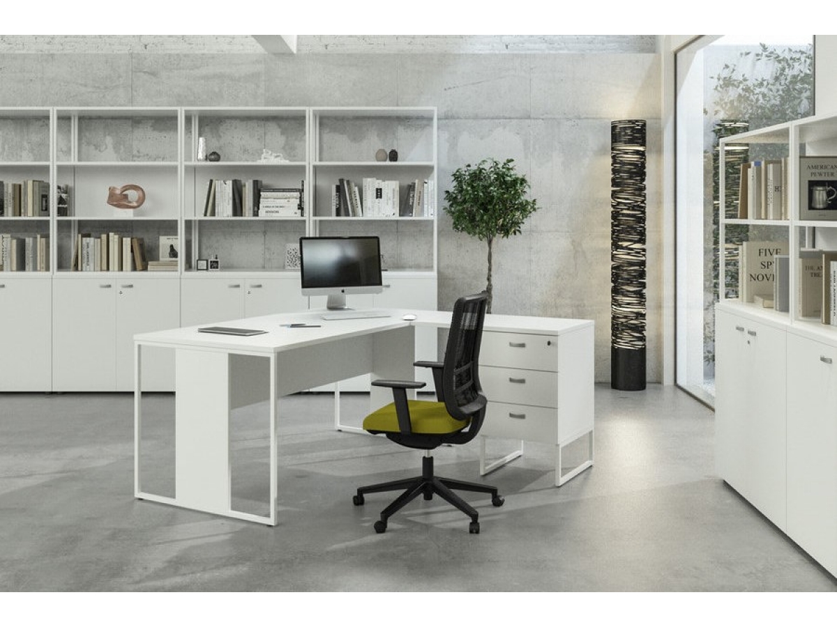 Bureau de direction design industriel BELAIR - pieds métal, bois mélaminé, finitions modernes, livraison rapide_1