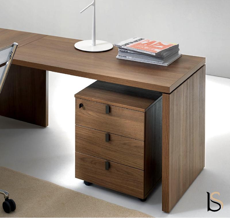 Caisson mobile pour bureau Lithos - Dellarovere - 3 tiroirs, Chêne foncé, Non_1