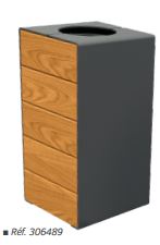 Corbeille publique 120 litres - KUB avec porte frontale et options de couvercle en acier ou bois_1