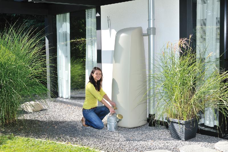 Cuve murale élégance - sable - 400 L - récupérateur d'eau de pluie_1