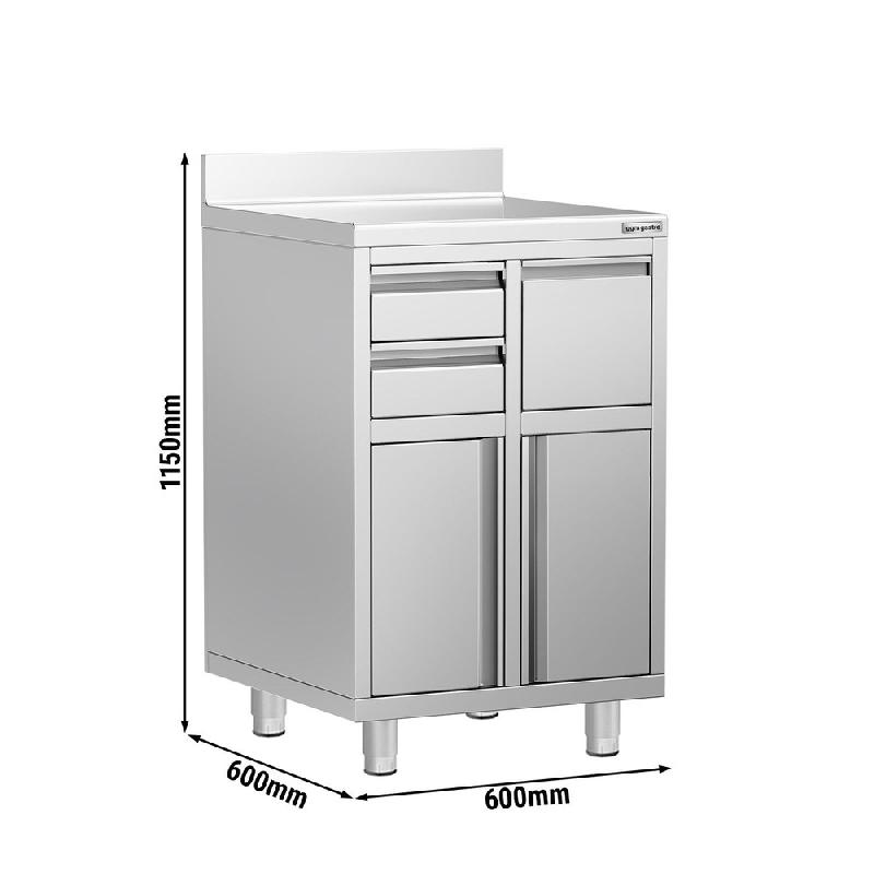 Meuble inox pour machine à café - 600 x 600 mm - 2 tiroirs - Knock box_1