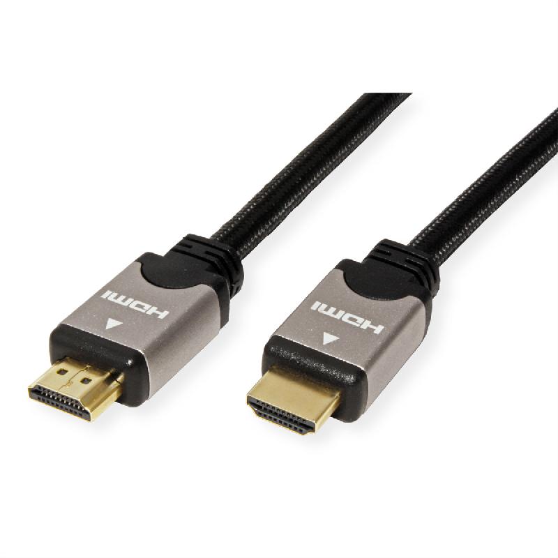ROLINE Câble HDMI High Speed avec Ethernet, noir / argent, 1 m_1