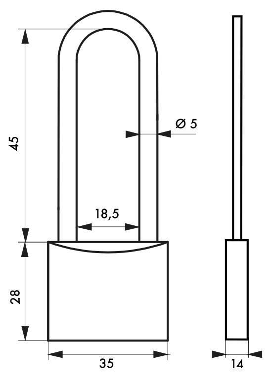 Cadenas à clé Mach 2 - 35 mm anse haute - laiton monobloc, résistant à la corrosion - Thirard_1