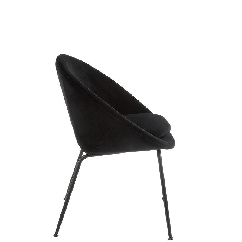 Chaise TROE ronde - Noir - Design rétro avec accoudoirs - Structure métal - Assise tissu et mousse_1