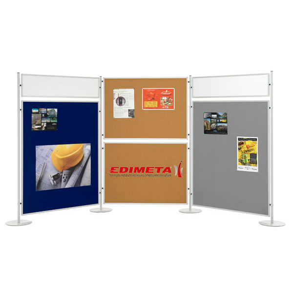 Panneau liège double-faces 90 x 120 cm - Réf : 216793 - Blanc - Cadre aluminium anodisé_1