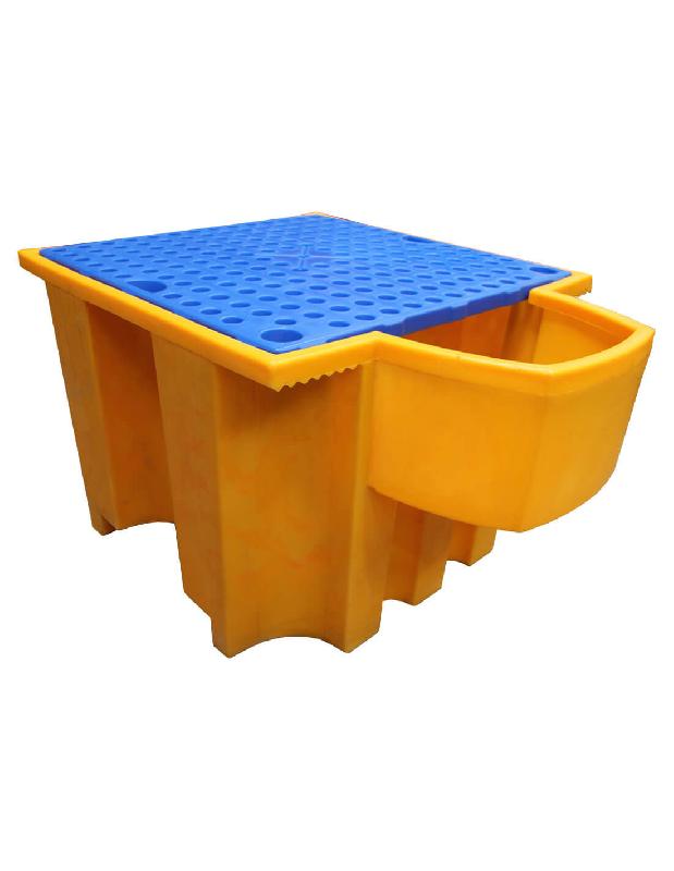 Bac de rétention PE 1100 litres + Caillebotis + Réceptacle intégré - Caillebotis plastifié_1