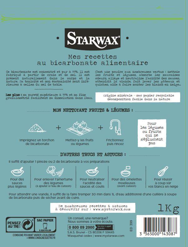 Bicarbonate de soude en poudre multi-surfaces STARWAX - 1kg - Biodégradable et naturel_1