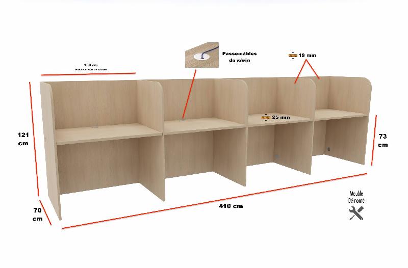 Bureau de centre d'appels version murale 4 personnes Call. - Anthracite, 4 places_1