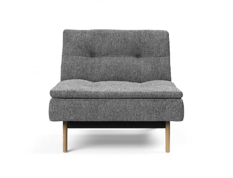 Fauteuil design convertible Dublexo Eik - Lit 90x115 cm - Pieds chêne naturel - Tissu Twist Charcoal_1