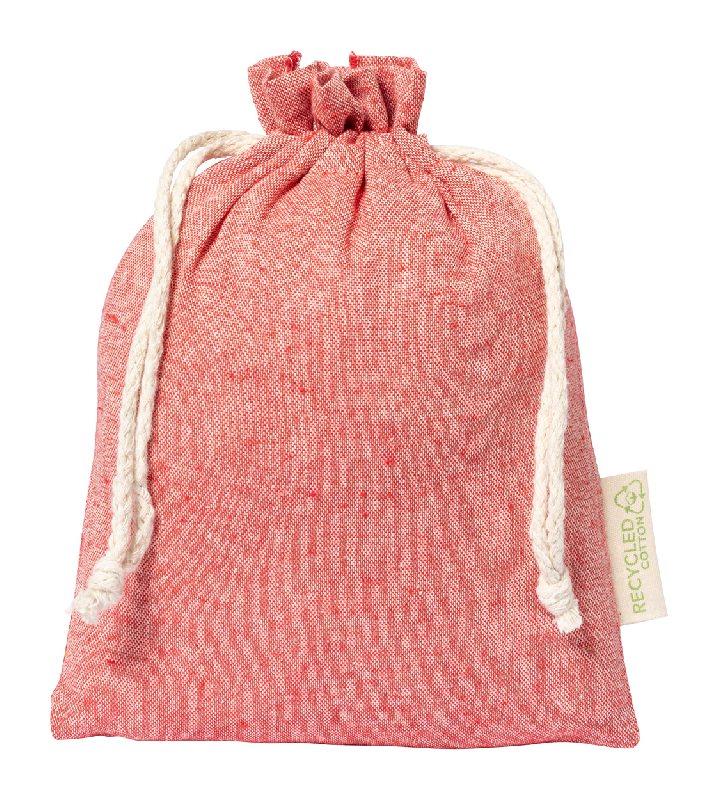 Sac publicitaire - Sac à provisions en coton recyclé avec fermeture à cordon de serrage - 120 g/m² - Rouge_1