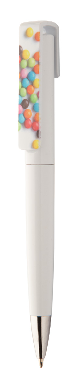 Stylo à bille twist en plastique - large clip pour impression - encre bleue_1