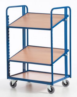 Chariot porte-bacs Kalidesk - 200 kg - Plateaux bois inclinables - CC001-0462_1