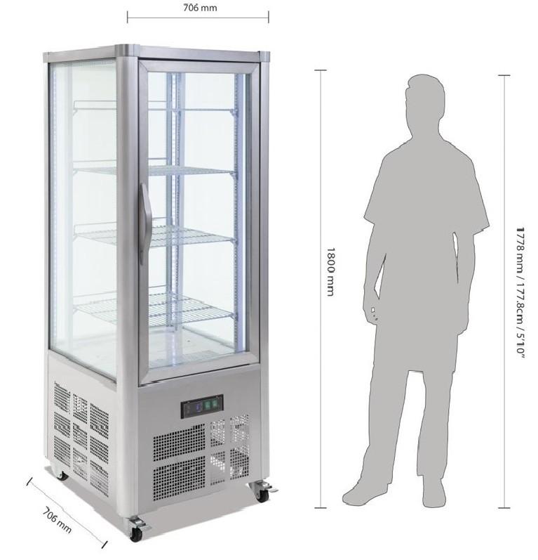 Vitrine à pâtisserie sur roulettes avec 4 côtés vitrés_1
