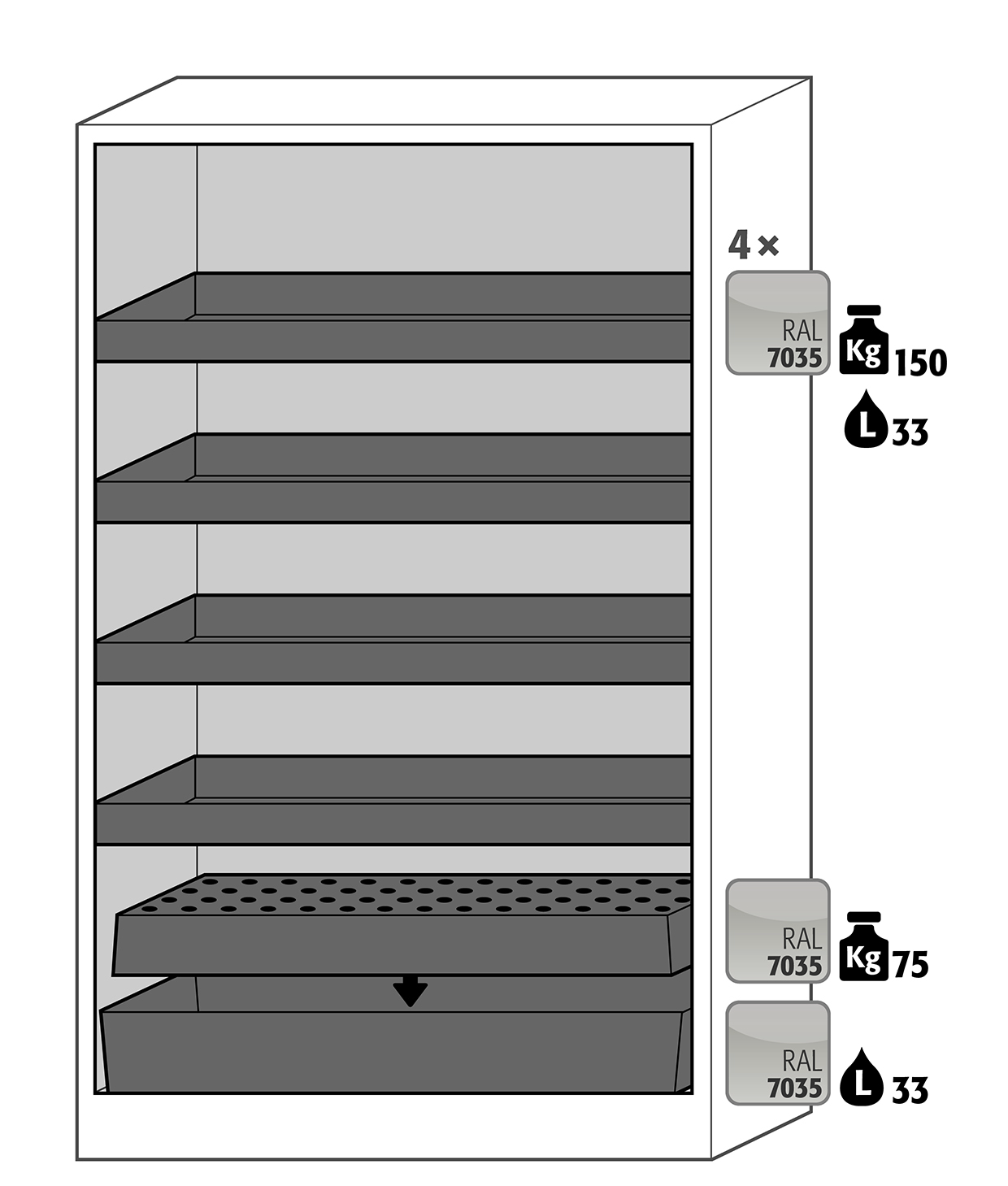 Armoire de sécurité Q-CLASSIC-30 modèle Q30.195.116.FU.WDAS - Réf. 37579-061-37597 - Stockage de substances inflammables selon NF EN 14470-1_1