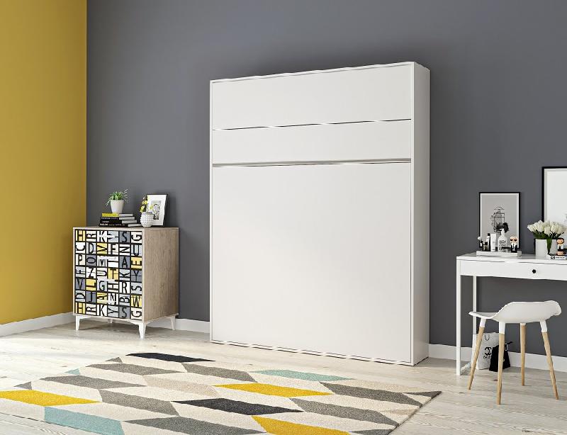 Armoire lit escamotable Genius blanc mat - ouverture assistée - couchage 160x200 - ultra plate pour gain de place_1