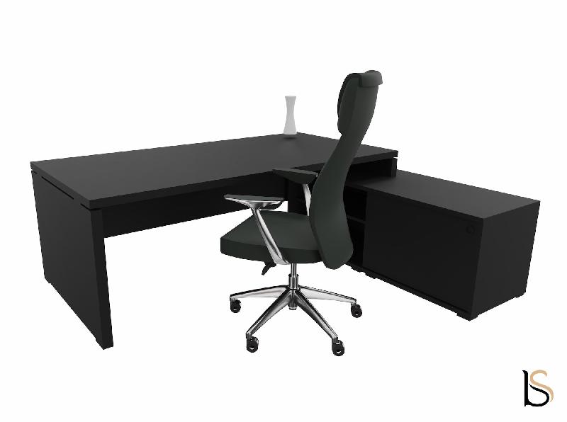 Bureau monochrome TAK avec rangement intégré - Mobel Linea - 245, Droite, Noir_2