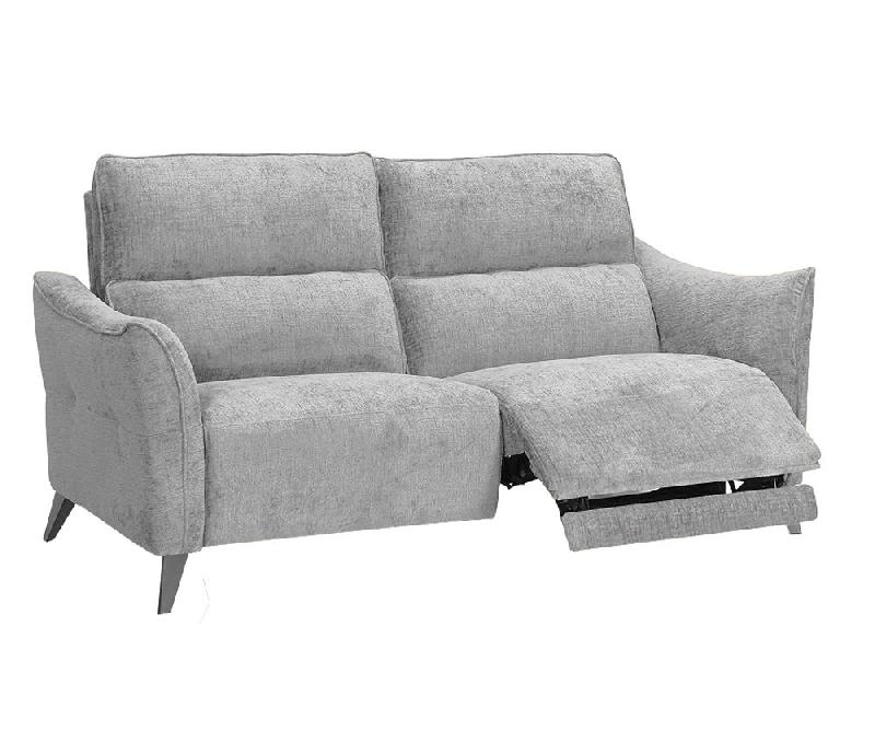 Canapé 3 places ATTITUDE - 2 relaxations électriques - Têtière réglable à 10 crans - Tissu chenillé gris argent_1