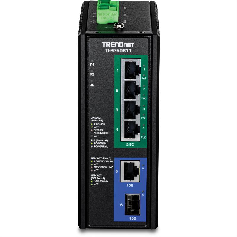 TRENDnet TI-BG50611 Switch Rail DIN PoE++ industriel 2,5G à 6 ports avec ports 10G_1