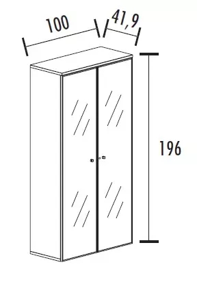 Armoire portes battantes en verre, cadre alu avec serrure - 4 étagères - hauteur 196 cm So Madrid_1