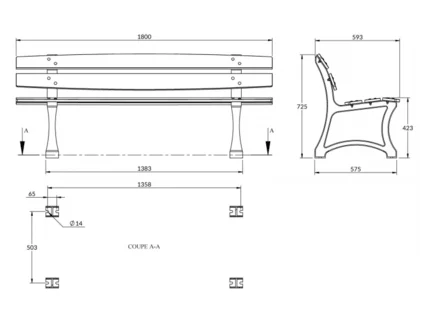 Banc AMARANTE stratifié compact_1