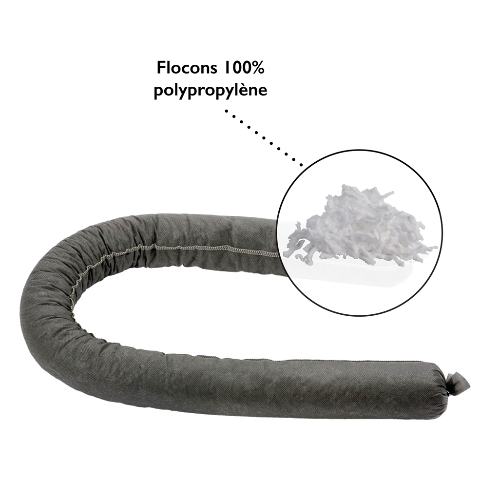 Boudin absorbant tous liquides  fabriqué en flocons de polypropylène 3 m 106 L  - BDG102 - DELAHAYE INDUSTRIES_1