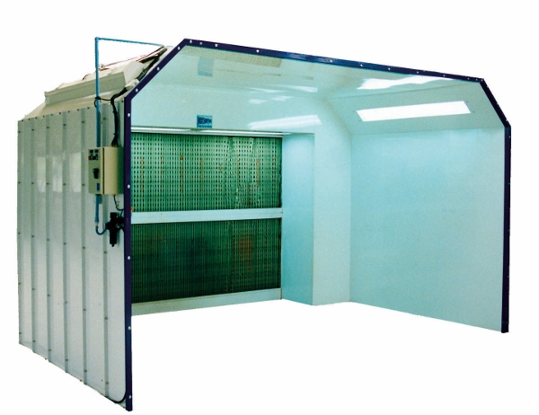 Cabine de pistolage pour éléments à ventilation centrifuge - Largeur 1, 2, 3 et 4 M - Finition Epoxy blanc - Norme AFNOR 35-009_1