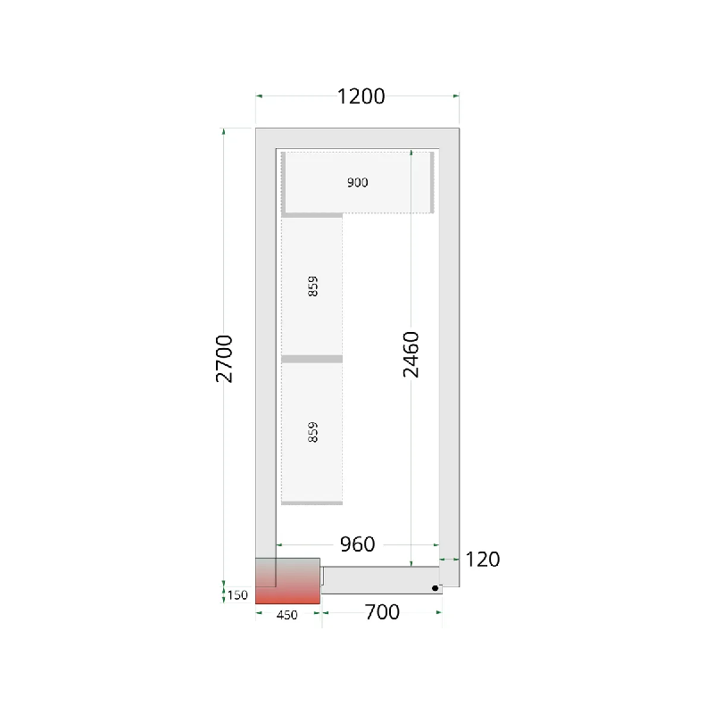 Chambre froide négative CRNF1227 Blanc 1200 x 2700 x 2200 mm TEFCOLD_1