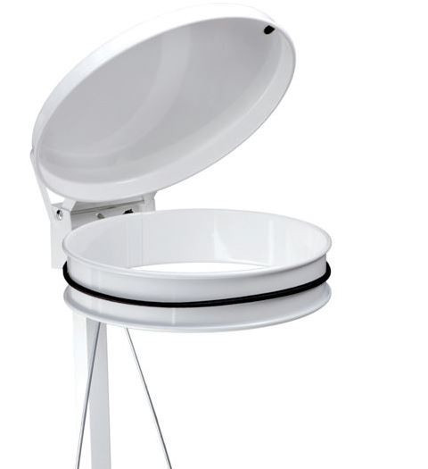 Chariot porte sac mobile 110l avec pedale metal couvercle blanc_1