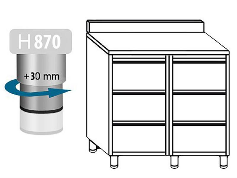 Meuble inox adossé 6 tiroirs profondeur 700 x 1000 mm_1